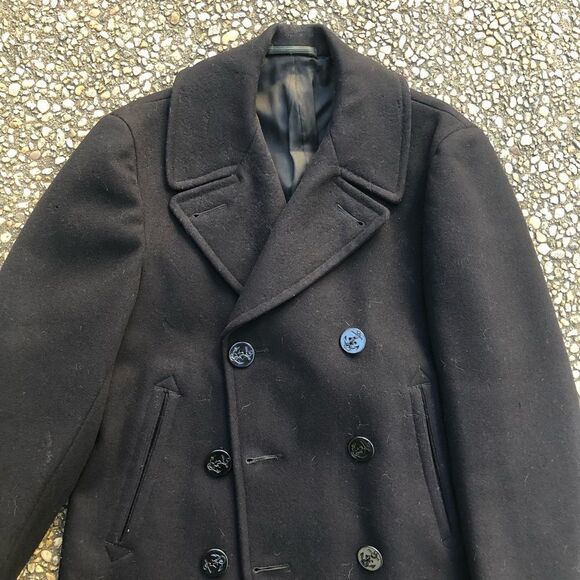 #P6 Vintage WWII Era US Navy Naval Military wool pea coat size 38 - Picture 2 of 8